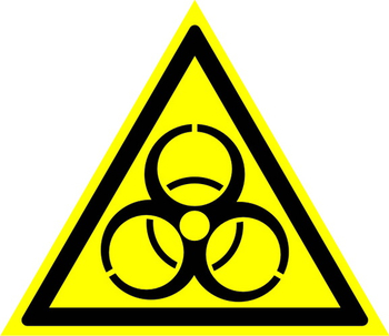 W16 осторожно! биологическая опасность (инфекционные вещества) (пленка, сторона 200 мм) - Знаки безопасности - Предупреждающие знаки - ohrana.inoy.org